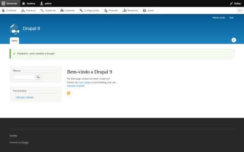 Drupal 9 instalação concluída