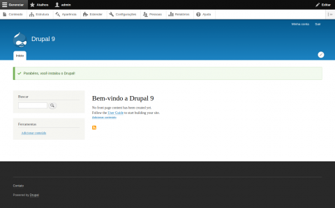 Drupal 9 instalação concluída