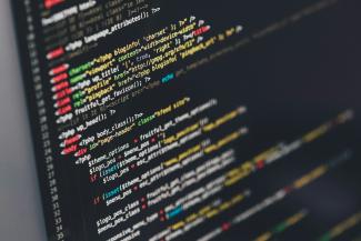 Editor de código aberto em um computador